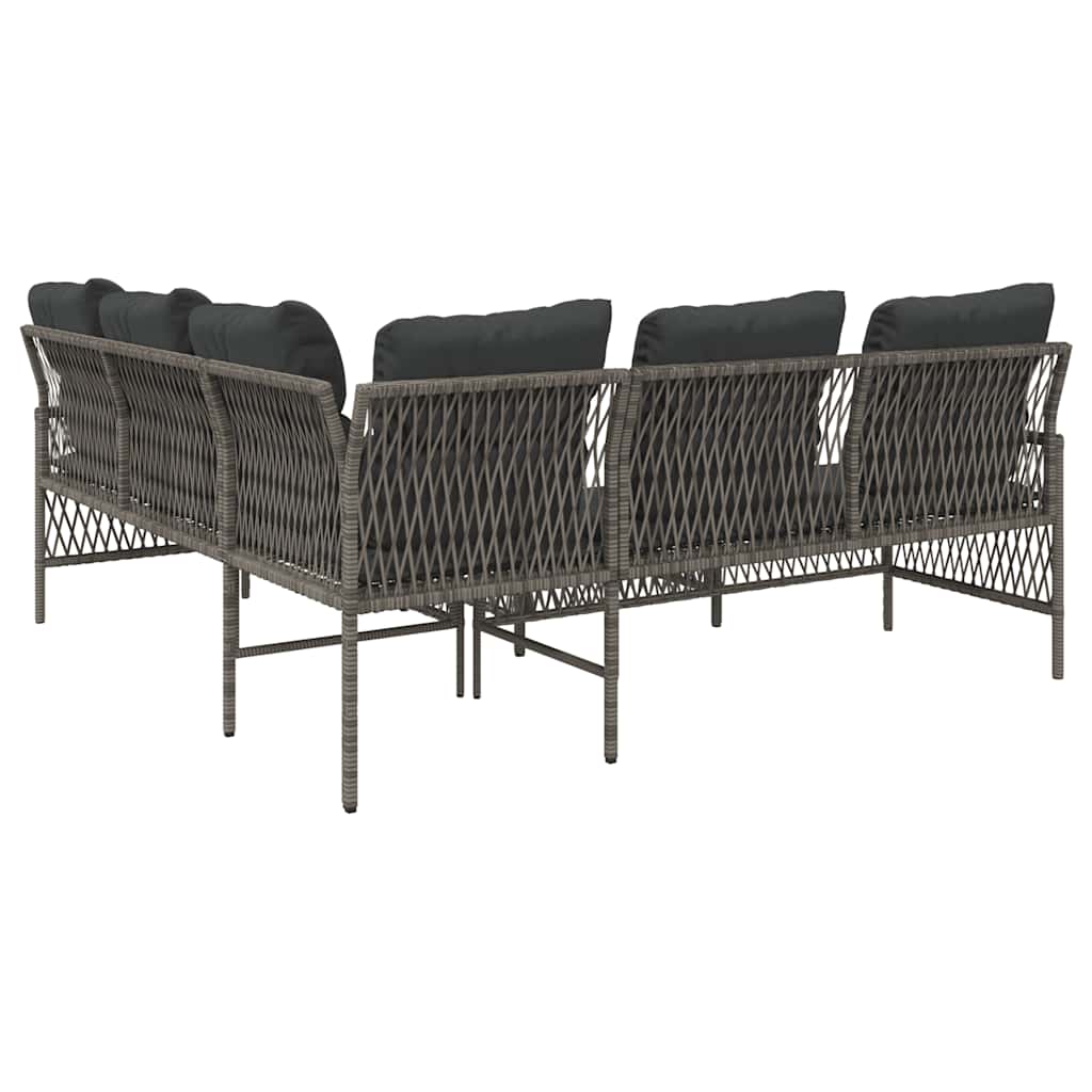 vidaXL 2-delige Loungeset met kussens poly rattan zwart