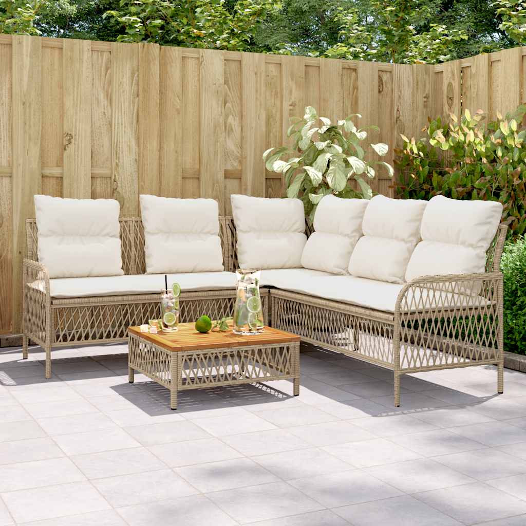 vidaXL 2-delige Loungeset met kussens poly rattan zwart