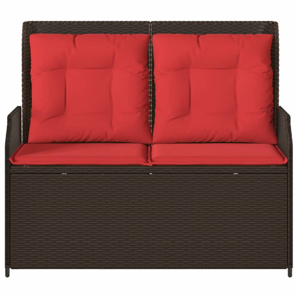 vidaXL Ligbank voor in de tuin met kussens bruin poly rattan