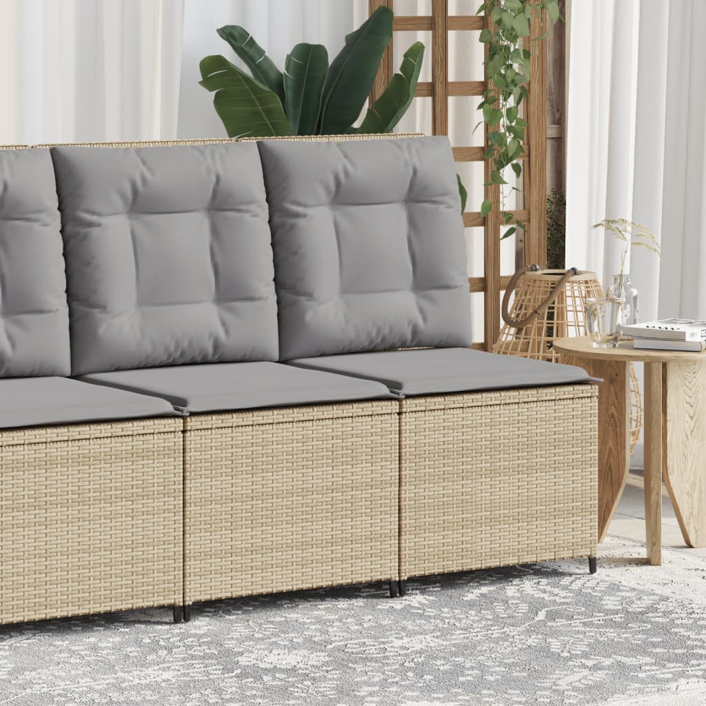 vidaXL Tuinbankje verstelbaar met kussens poly rattan zwart
