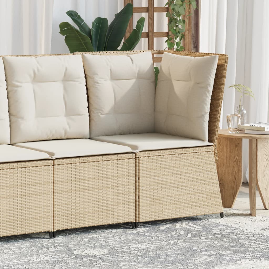 vidaXL Tuinbankje verstelbaar met kussens poly rattan zwart