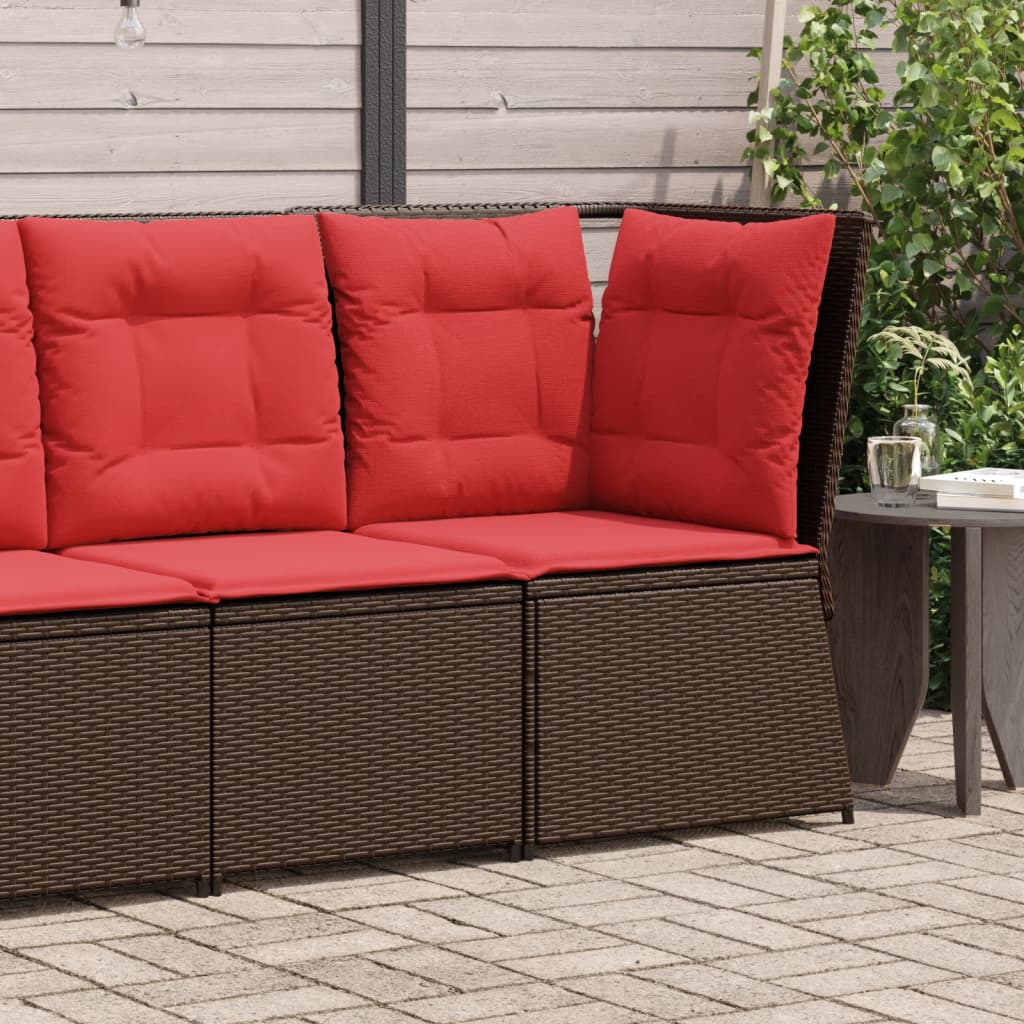 vidaXL Ligbank voor in de tuin met kussens bruin poly rattan