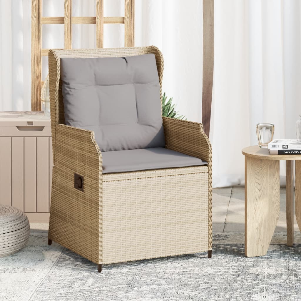 vidaXL Tuinbankje verstelbaar met kussens poly rattan zwart