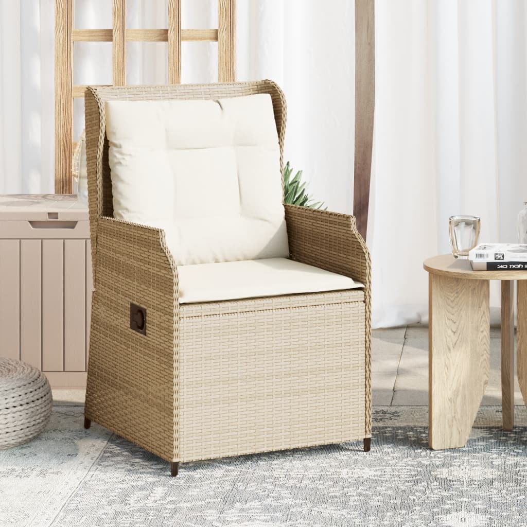 vidaXL Tuinbankje verstelbaar met kussens poly rattan zwart