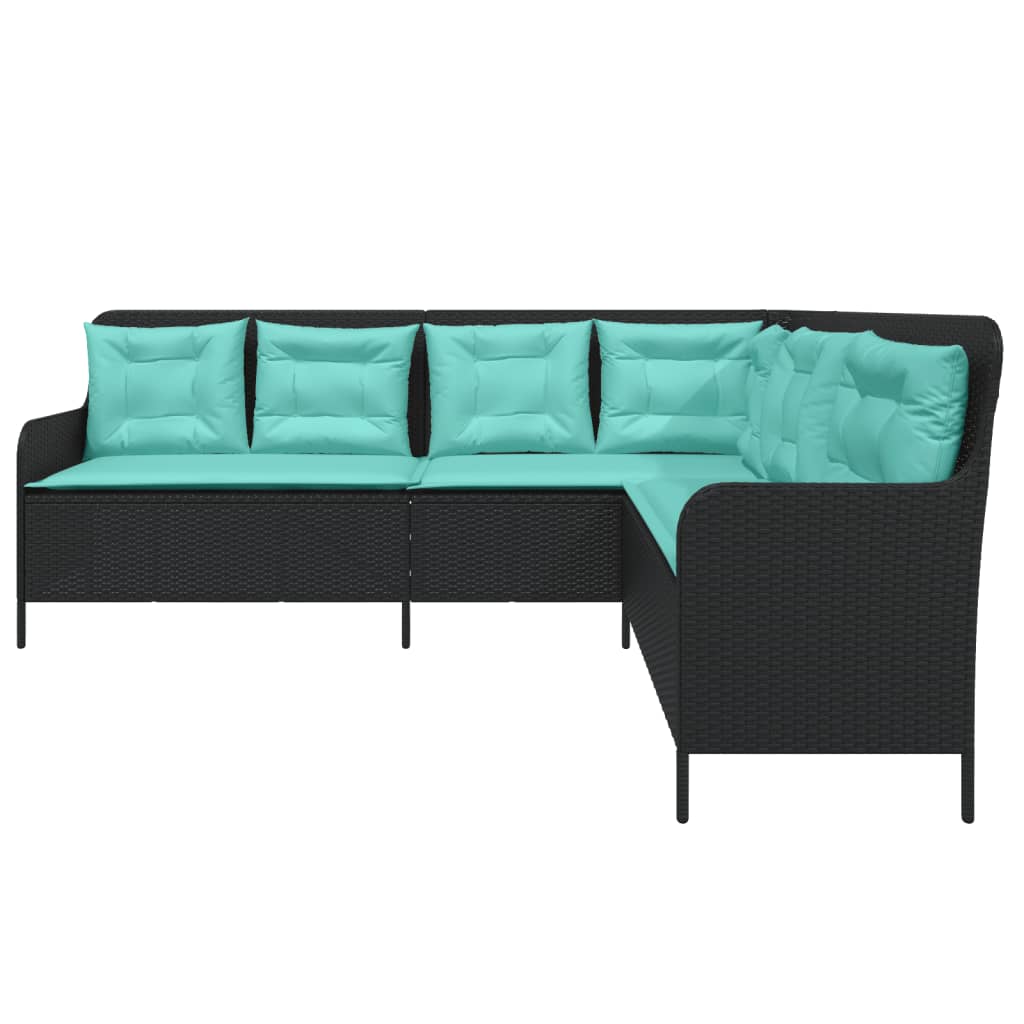 vidaXL Tuinbank met kussens L-vormig bruin poly rattan