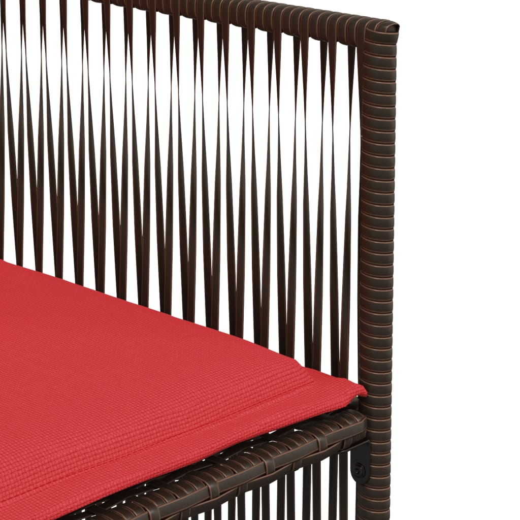 vidaXL 7-delige tuineetset met kussens bruin poly rattan