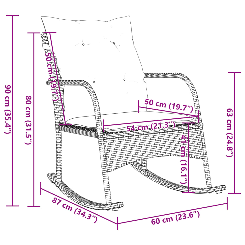 vidaXL Garden Swing Chair with Cushions Poly Rattan Black