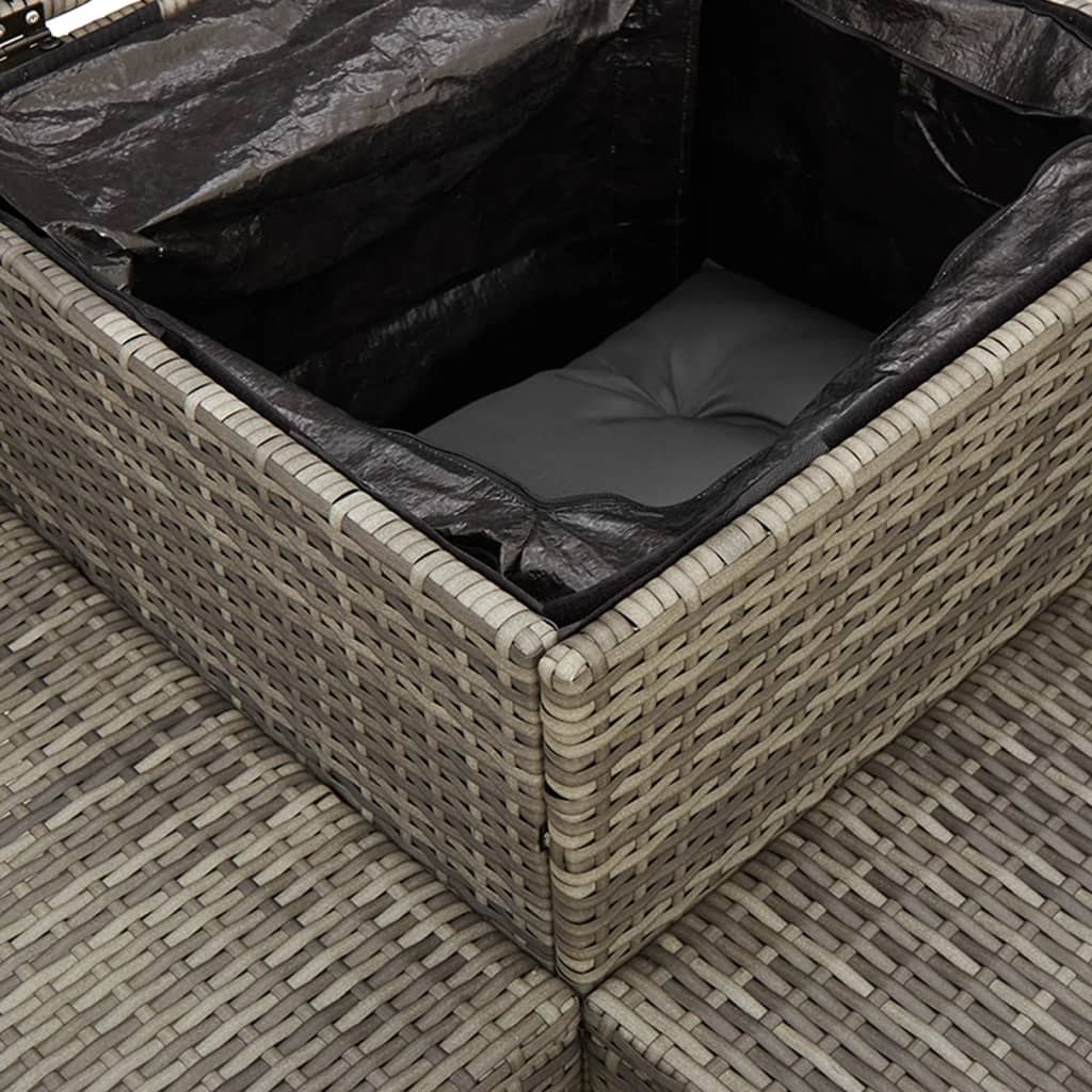 vidaXL L-Shaped Poly Rattan Garden Sofa with Table and Cushions Black