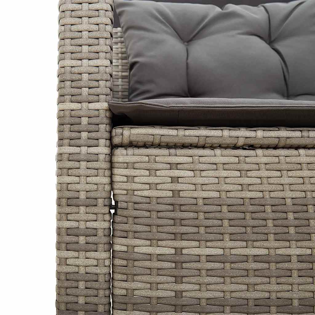 vidaXL Tuinbank met tafel en kussens L-vormig poly rattan zwart