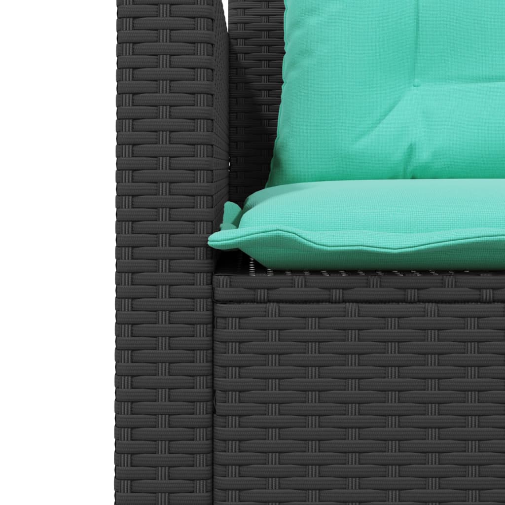 vidaXL Tuinbank met tafel en kussens L-vormig grijs poly rattan