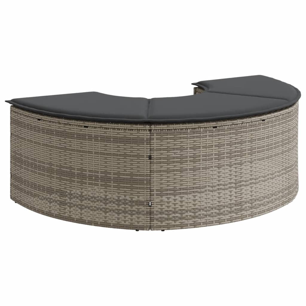 vidaXL Footrest with Cushion Poly Rattan Black