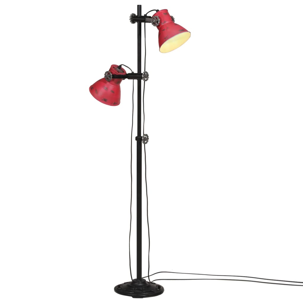 vidaXL Vloerlamp met 2 lampenkappen E27 gietijzer zilverkleurig