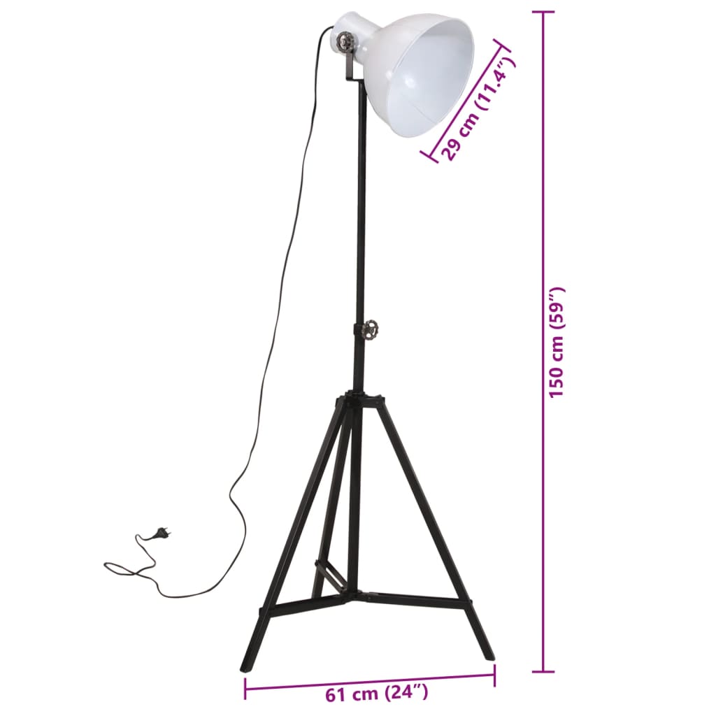 vidaXL Vloerlamp 25 W E27 61x61x90/150 cm wit