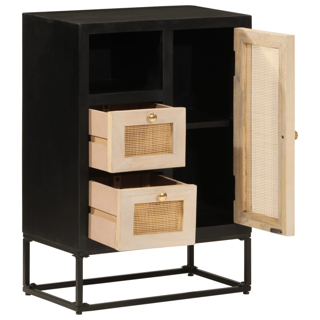 vidaXL Nightstand 40x30x50 cm solid mango wood and iron black