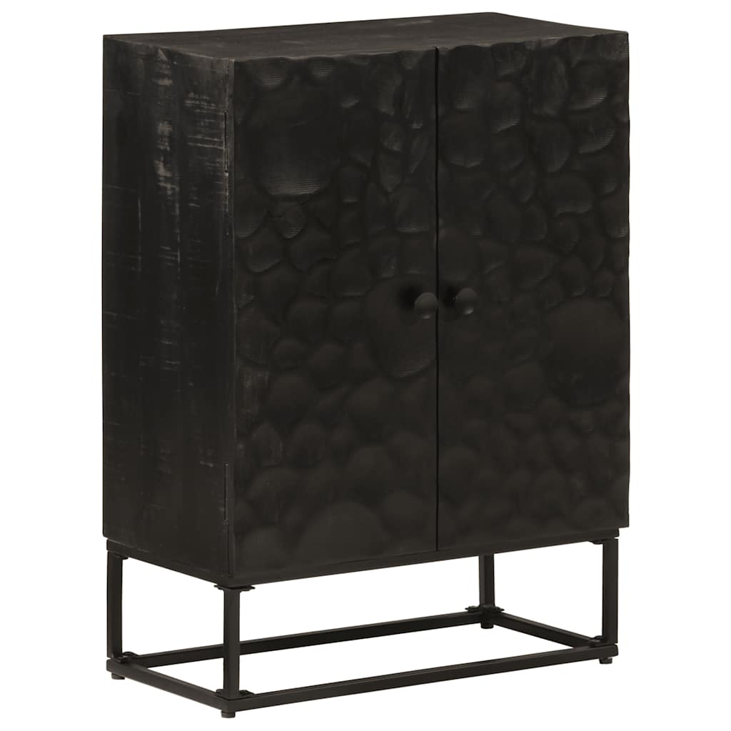 vidaXL Nachtkastje 40x30x50 cm massief mangohout en ijzer zwart