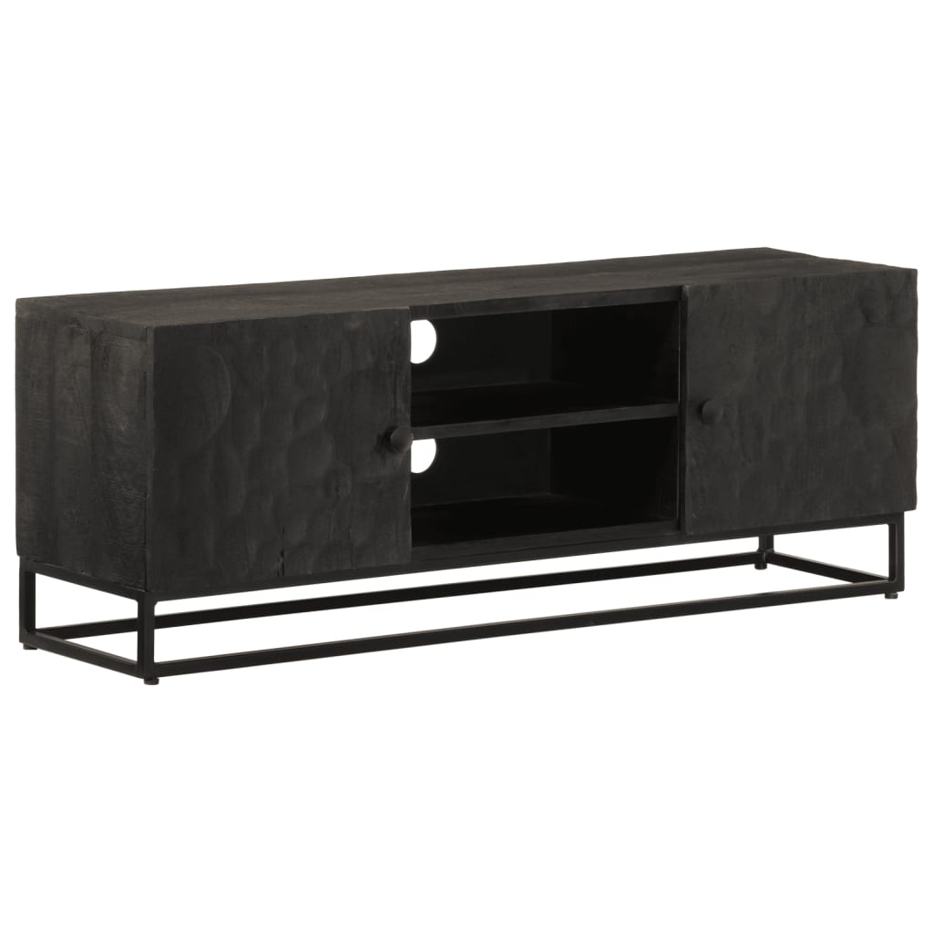 vidaXL Nachtkastje 40x30x50 cm massief mangohout en ijzer zwart