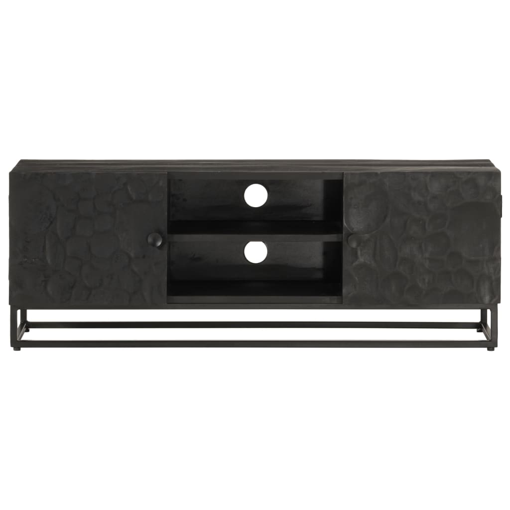 vidaXL Nachtkastje 40x30x50 cm massief mangohout en ijzer zwart