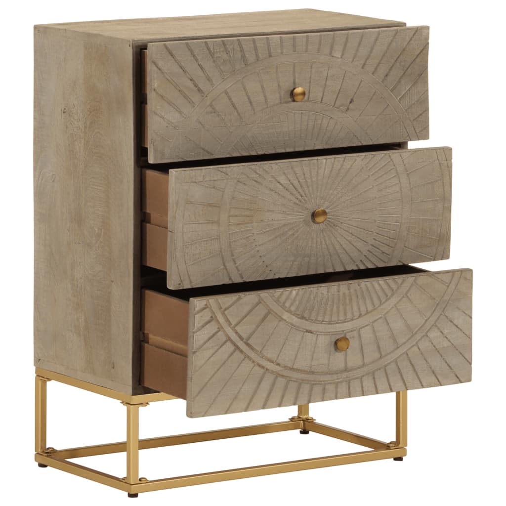 vidaXL Bedside Cabinet 40x30x50 cm Solid Mango Wood and Iron