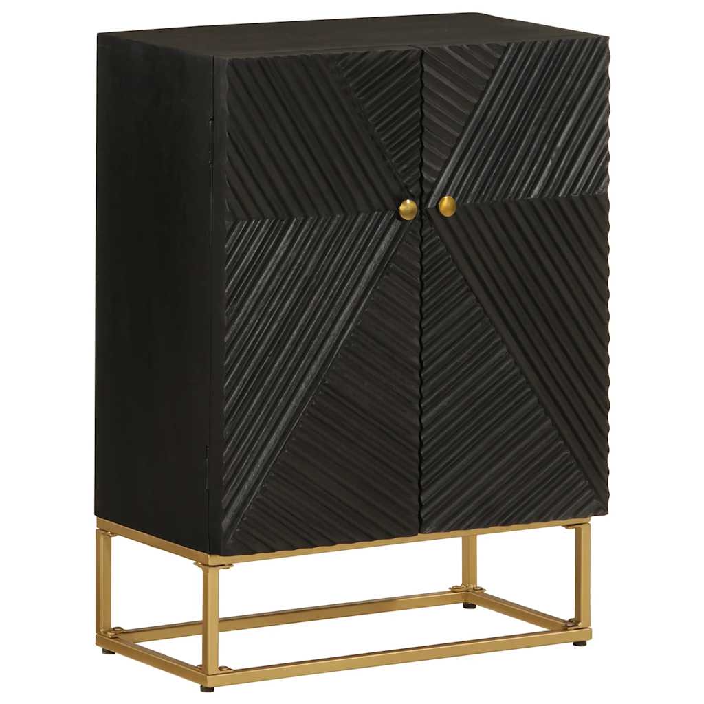 vidaXL Nachtkastje 40x30x50 cm massief mangohout en ijzer zwart