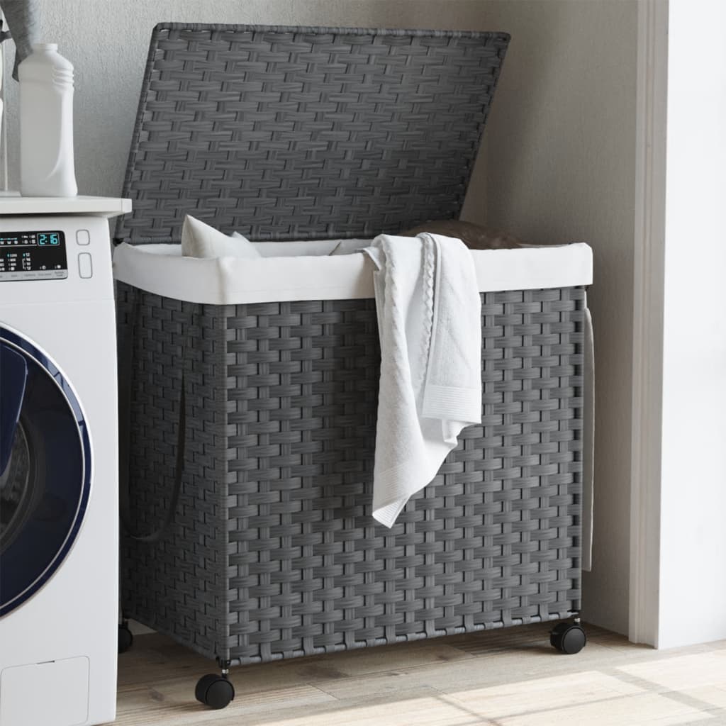vidaXL Wasmand op wielen 60x35x60,5 cm rattan