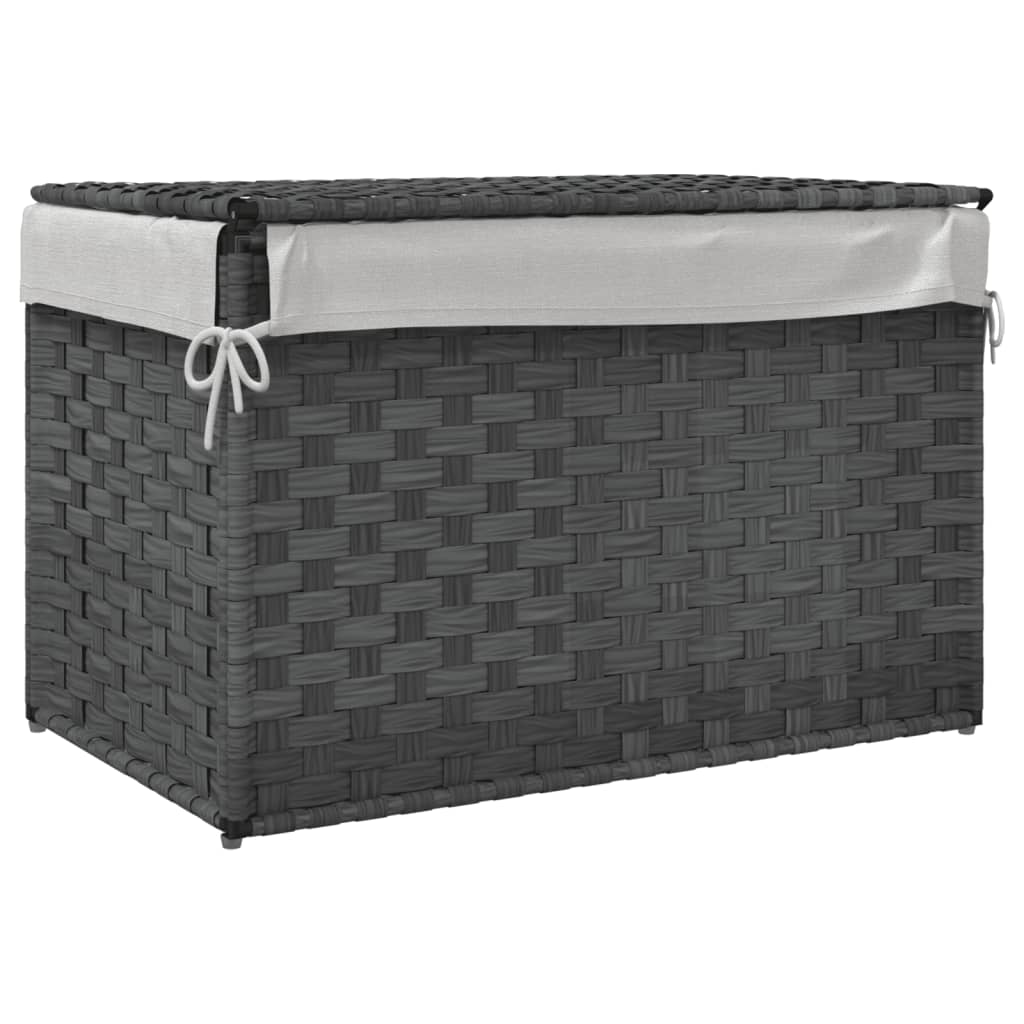 vidaXL Laundry Basket with Lid 55.5x35x34 cm Poly Rattan