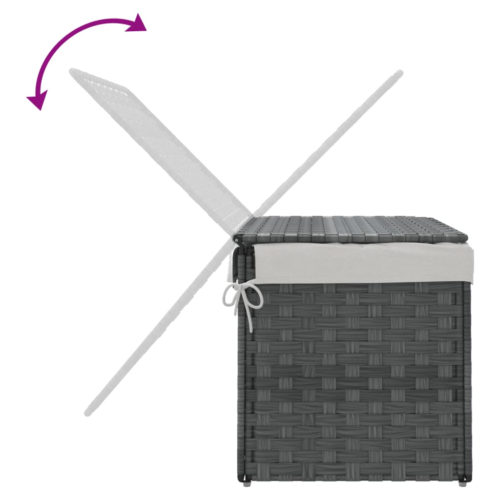 vidaXL Laundry Basket with Lid 55.5x35x34 cm Poly Rattan