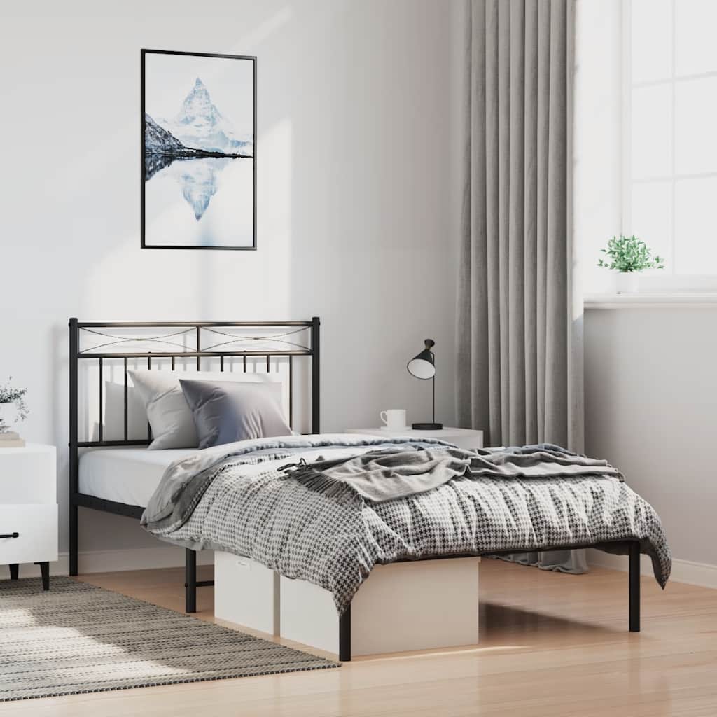 vidaXL Vervangend hoofdbord 90 cm metaal zwart