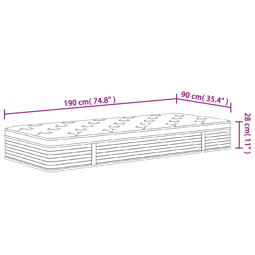 vidaXL Pocketveringmatras middelhard 140x200 cm