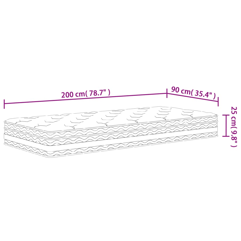vidaXL Pocketveringmatras middelhard 180x200 cm