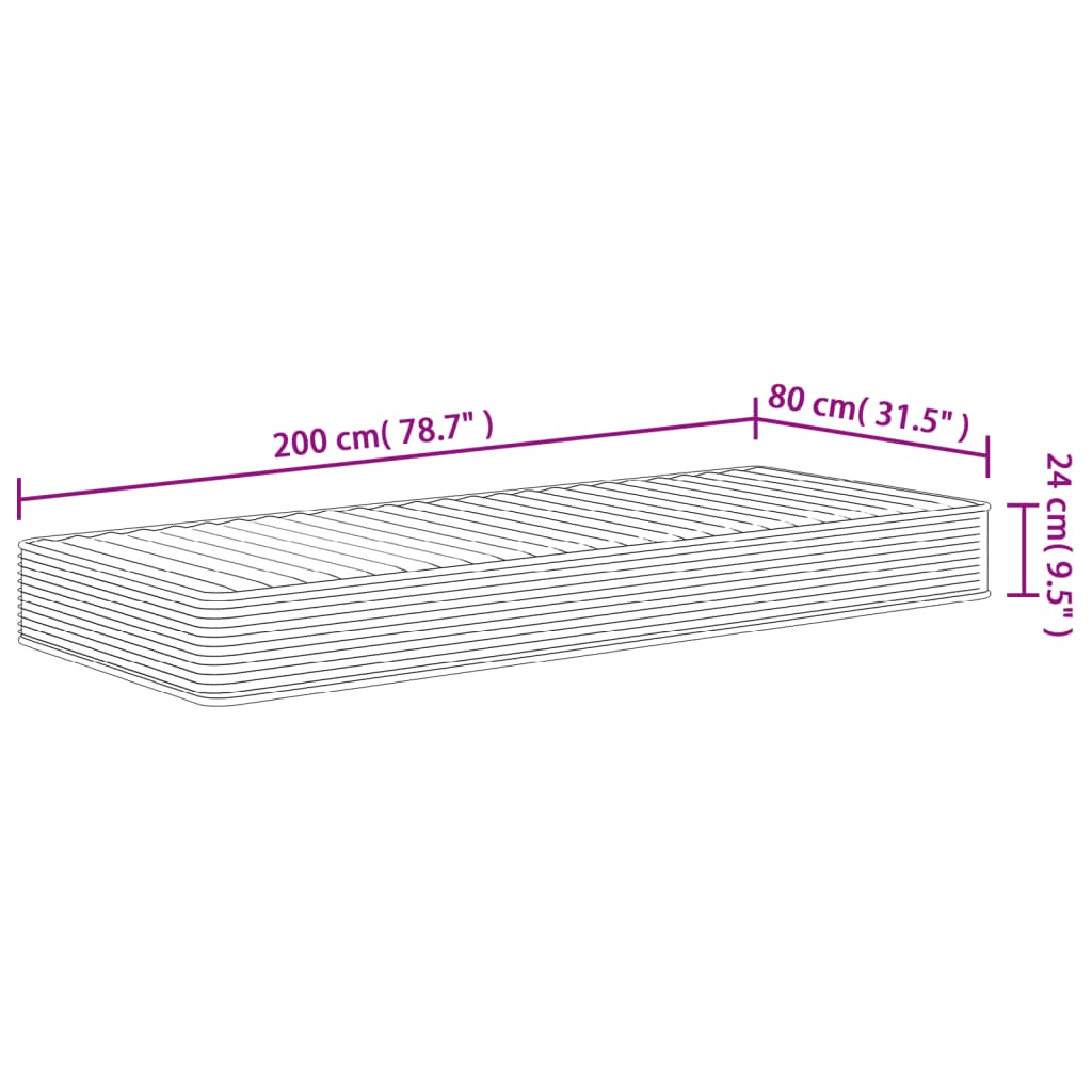 vidaXL Schuimmatras middelzacht 80x200 cm