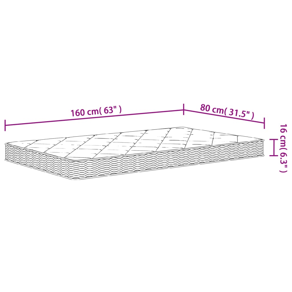 vidaXL Schuimmatras voor kinderen middelzacht 80x160 cm