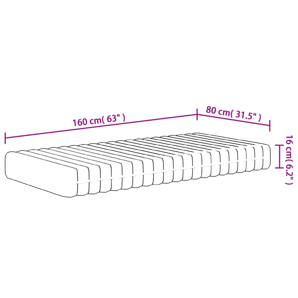 vidaXL Medium Firm Foam Mattress for Kids 80x160 cm