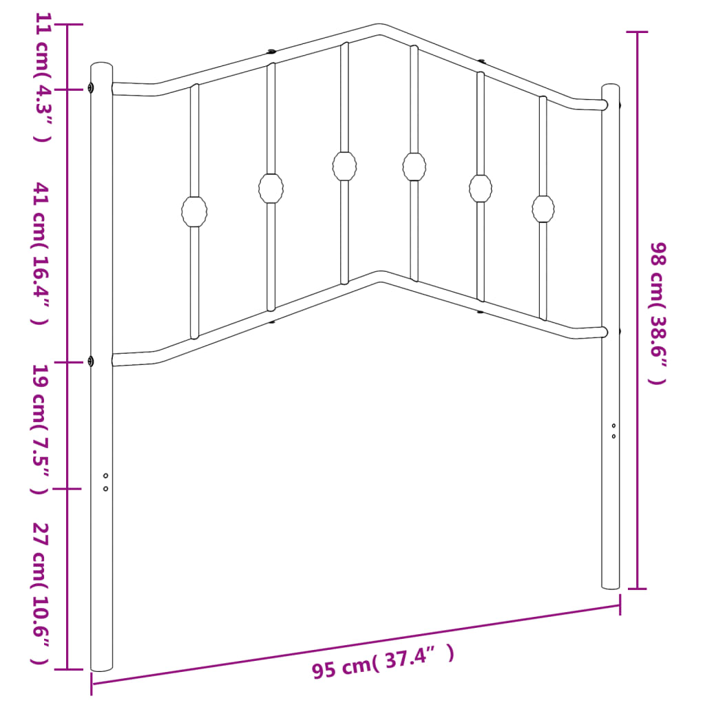 vidaXL Replacement Headboard 90 cm Metal Black