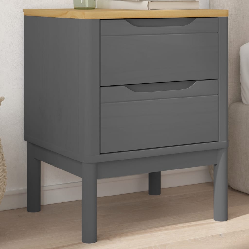 vidaXL Nachtkastje FLORO 45x39x57 cm massief grenenhout wasbruin