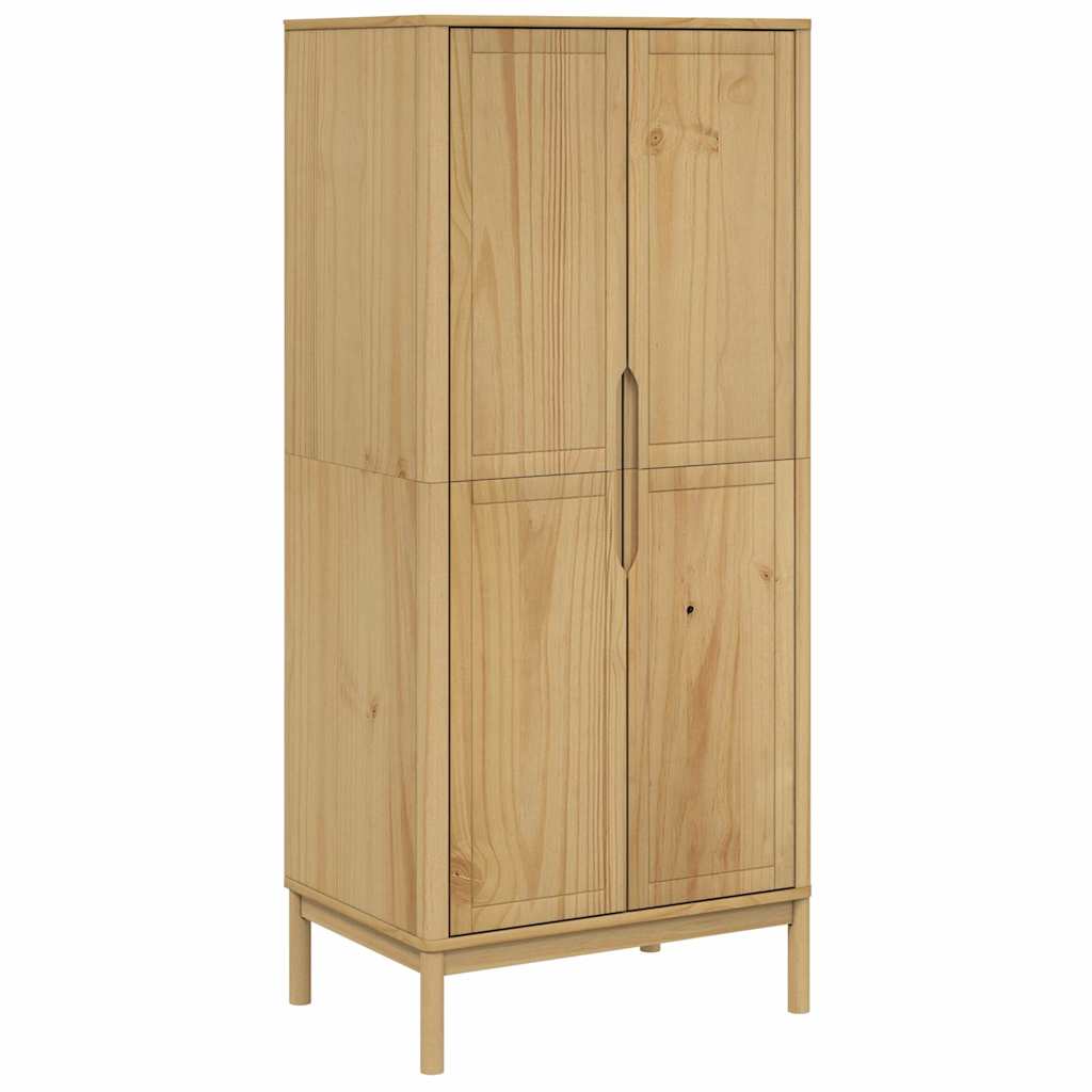 vidaXL Kledingkast FLORO 77x53x171 cm massief grenenhout wasbruin