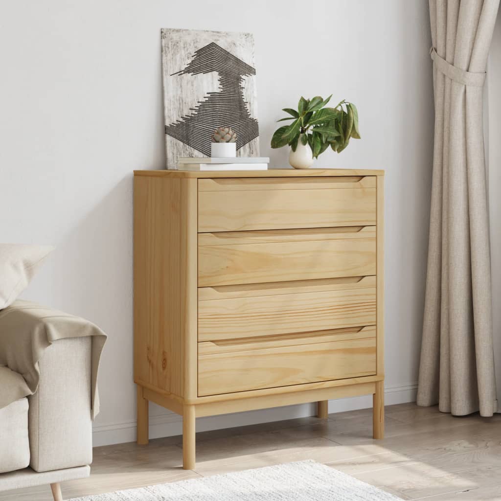 vidaXL Chest of Drawers FLORO Solid Pine Wash Brown