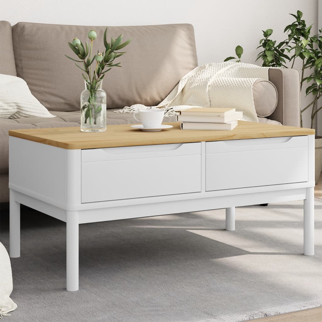 vidaXL Salontafel FLORO 99x55,5x45 cm massief grenenhout wasbruin