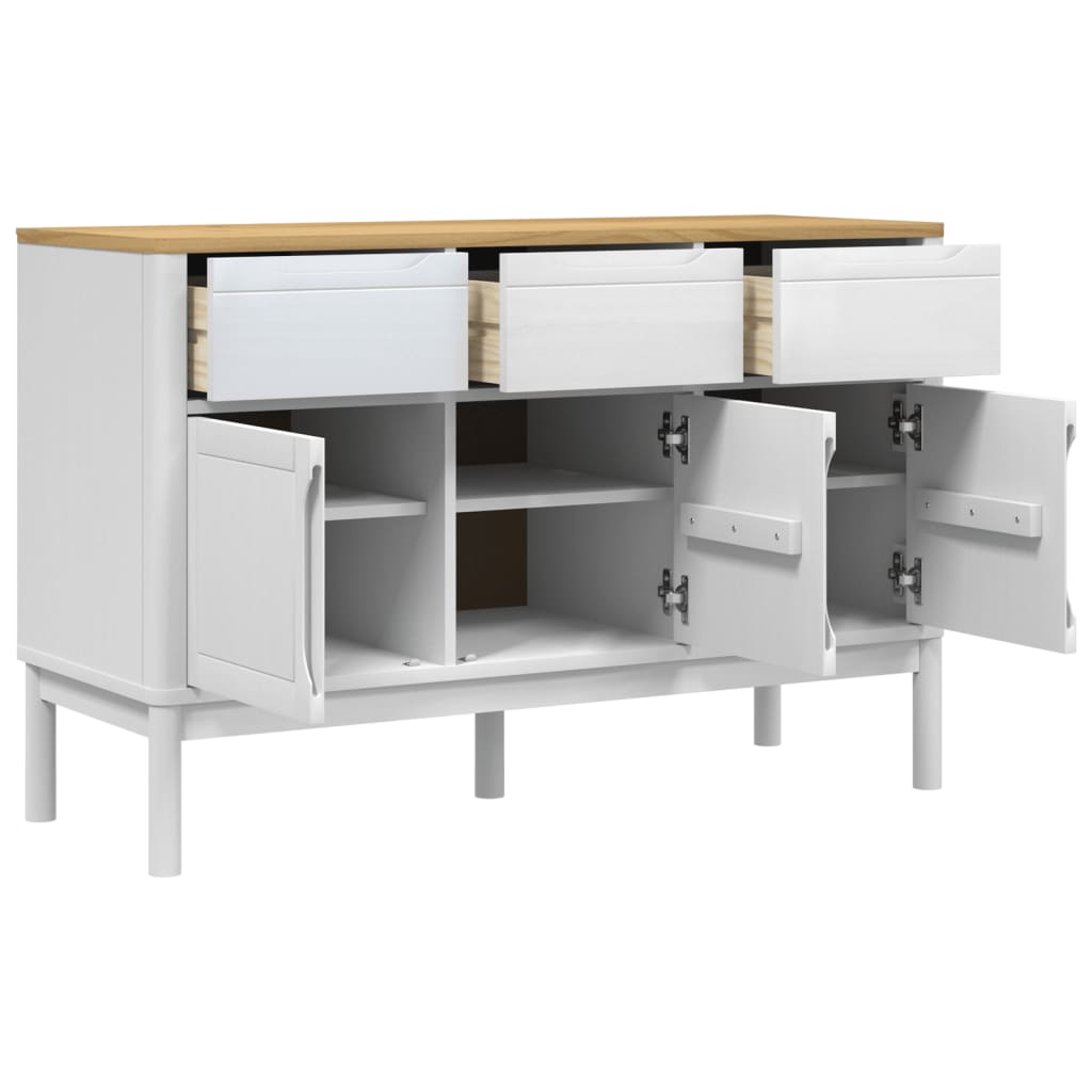 vidaXL Sideboard FLORO 114x43x74 cm solid pine wash brown
