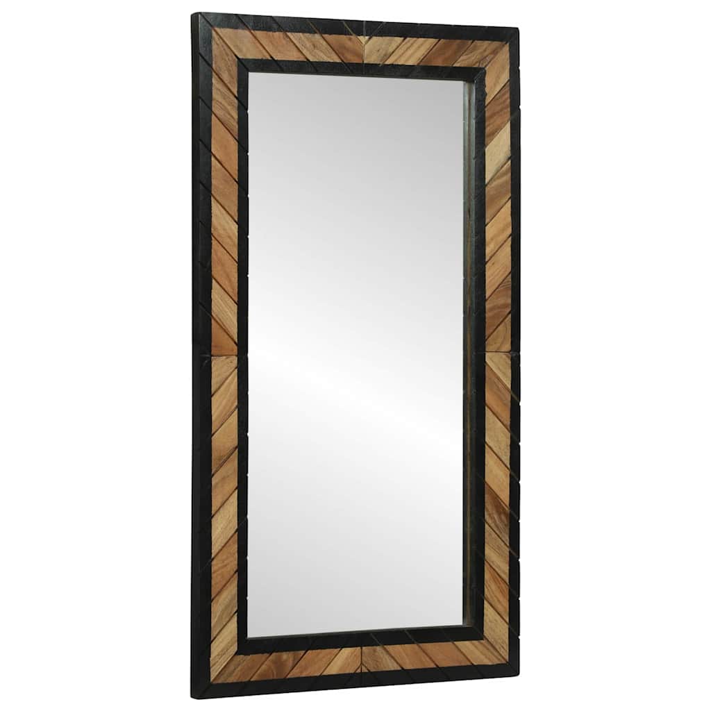 vidaXL Wandspiegel Zwart en Bruin 70 x 2 x 70 cm Massief Acacia Hout