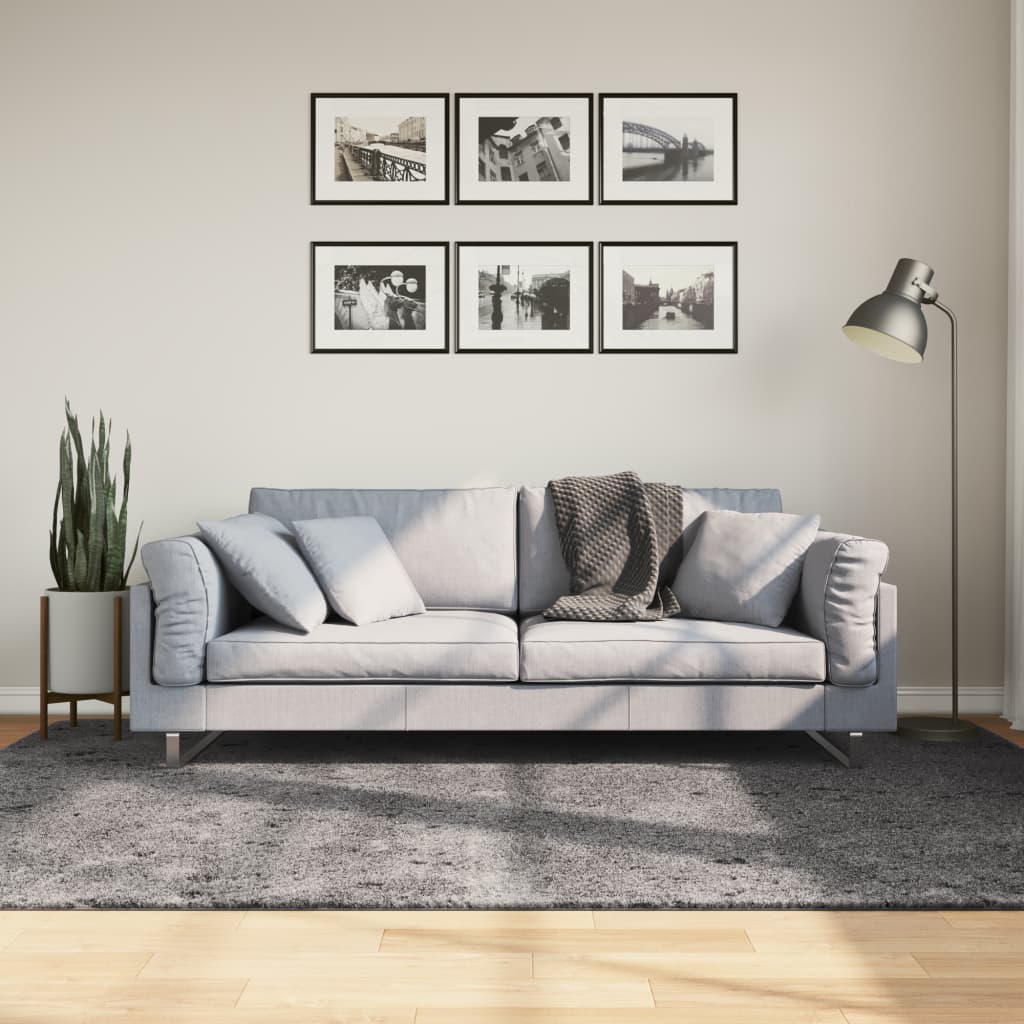 vidaXL Vloerkleed HUARTE laagpolig zacht wasbaar 60x110 cm antraciet