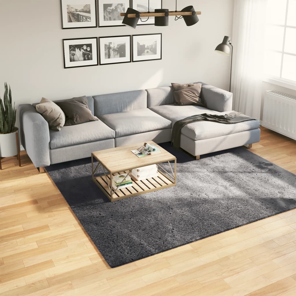 vidaXL Vloerkleed HUARTE laagpolig zacht wasbaar 60x110 cm antraciet