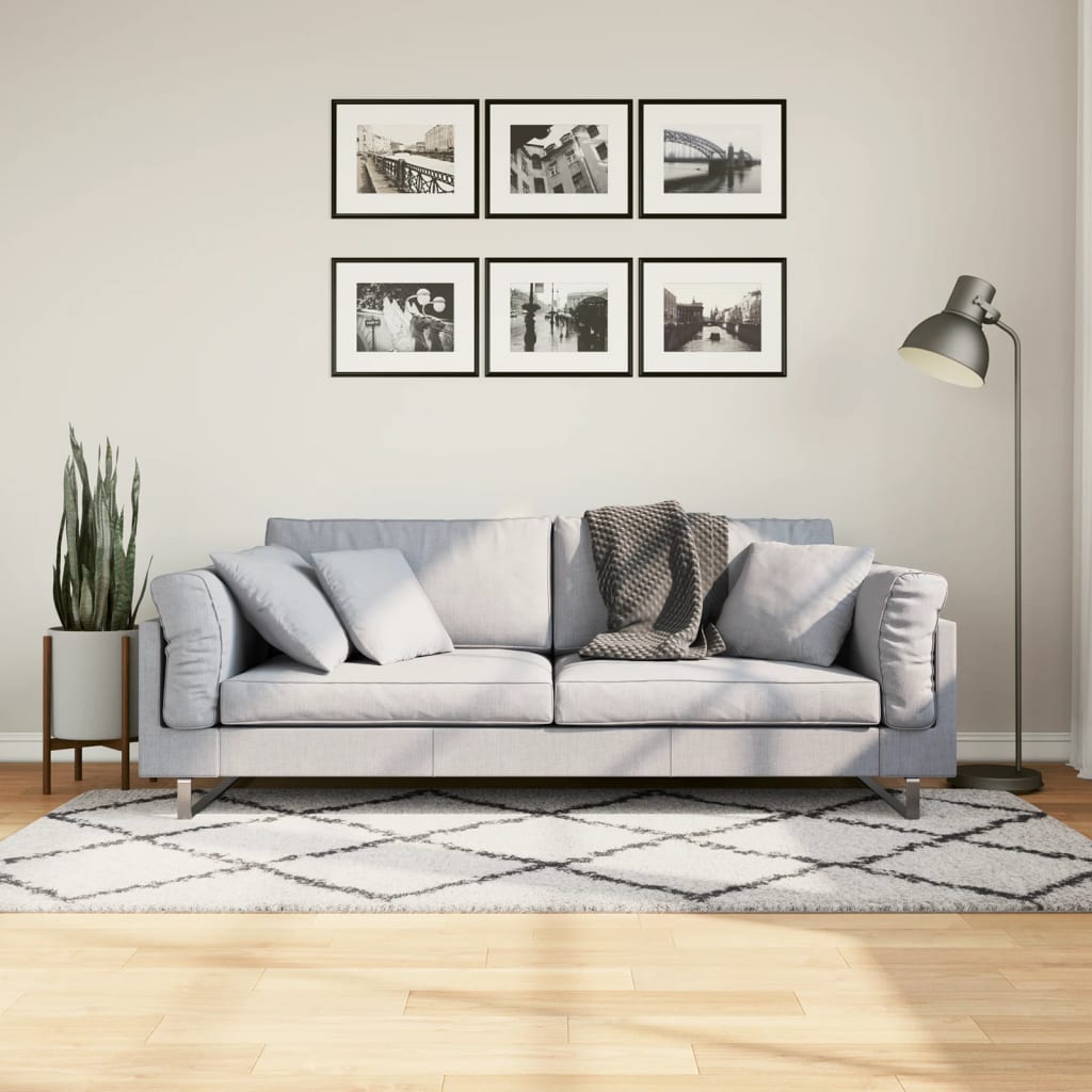 vidaXL Vloerkleed PAMPLONA shaggy hoogpolig modern 100x200 cm beige