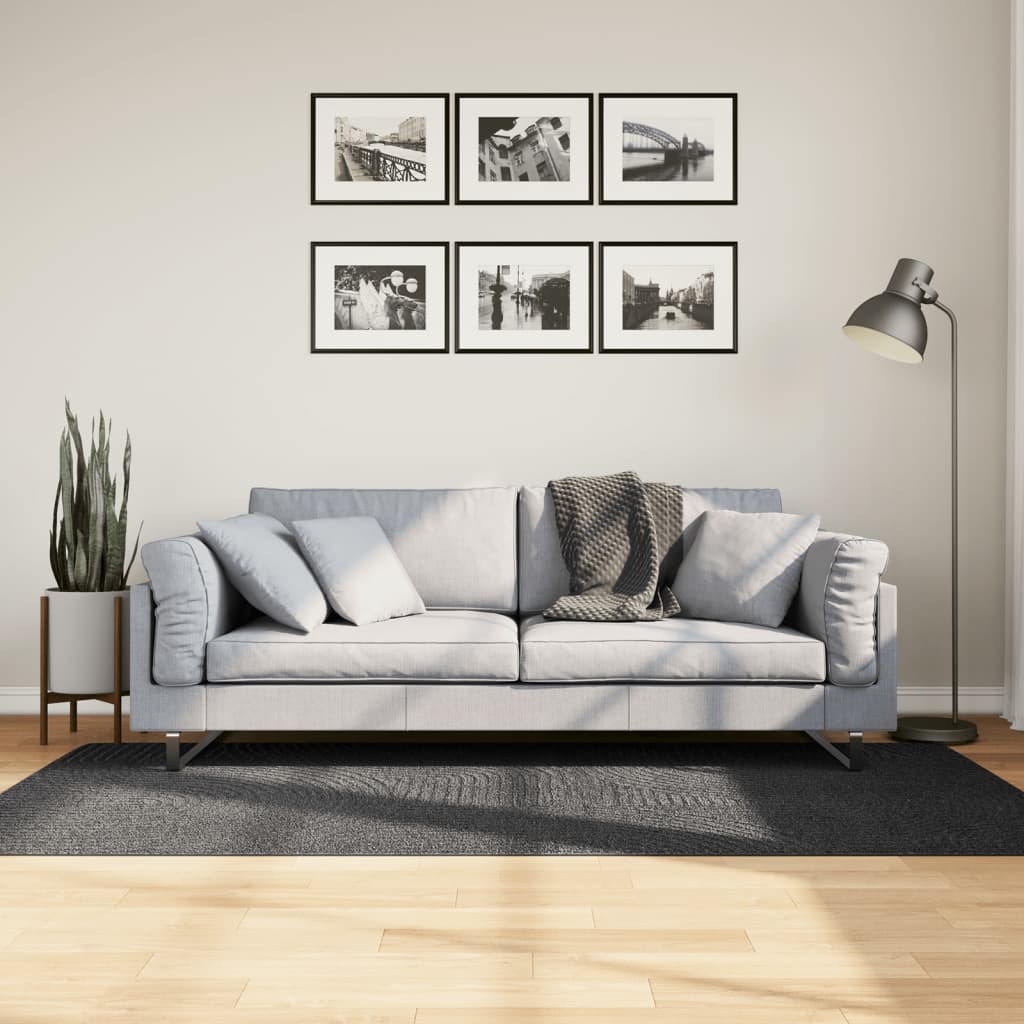 vidaXL Vloerkleed IZA laagpolig Scandinavisch 80x150 cm antraciet