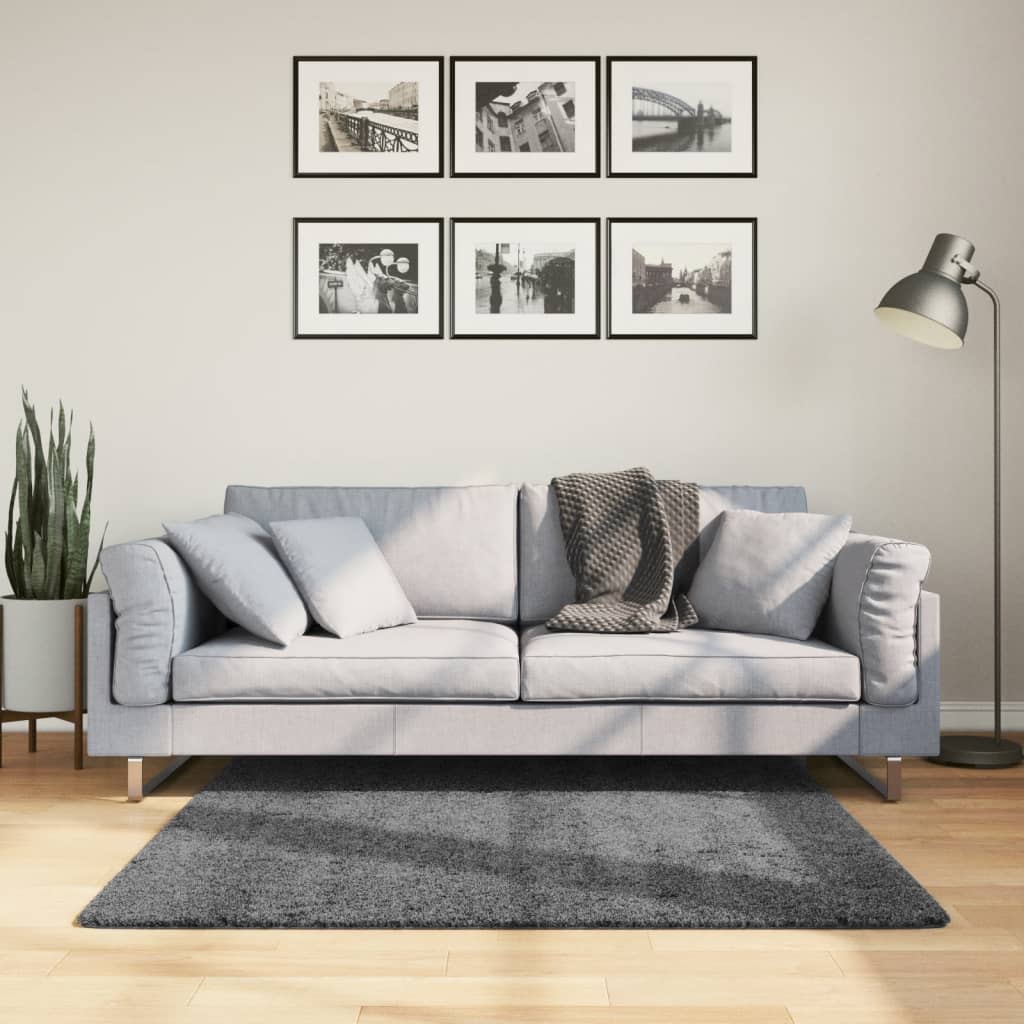 vidaXL Vloerkleed OVIEDO laagpolig 60x110 cm antracietkleurig