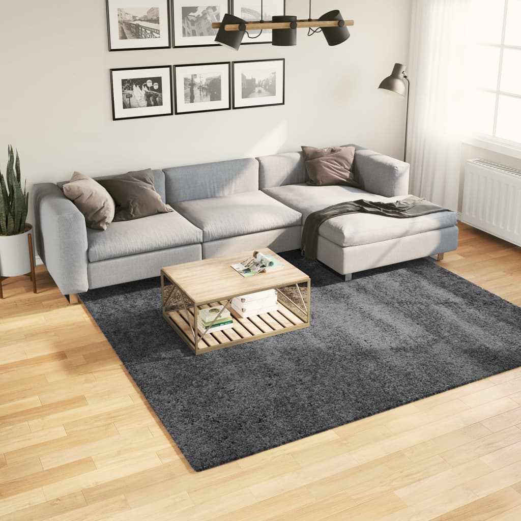 vidaXL Vloerkleed OVIEDO laagpolig 60x110 cm antracietkleurig