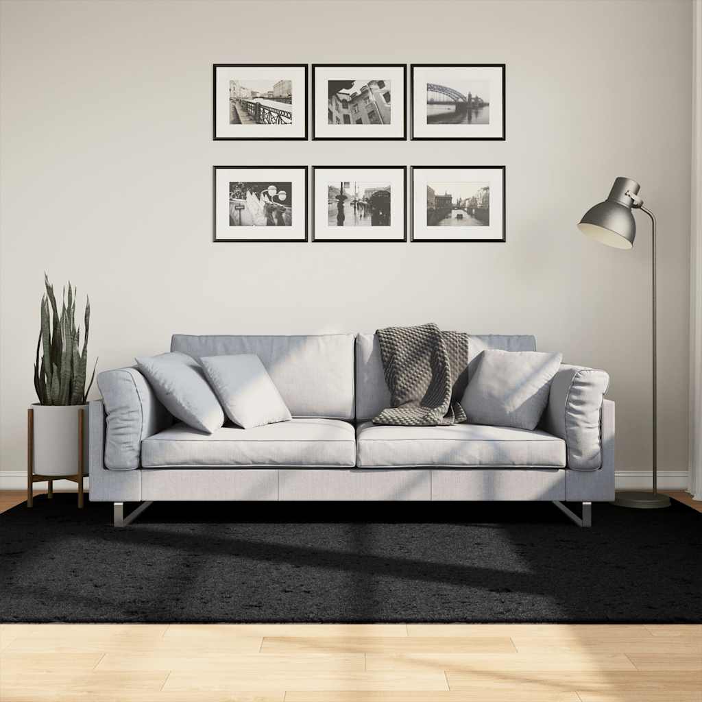 vidaXL Vloerkleed OVIEDO laagpolig 60x110 cm antracietkleurig