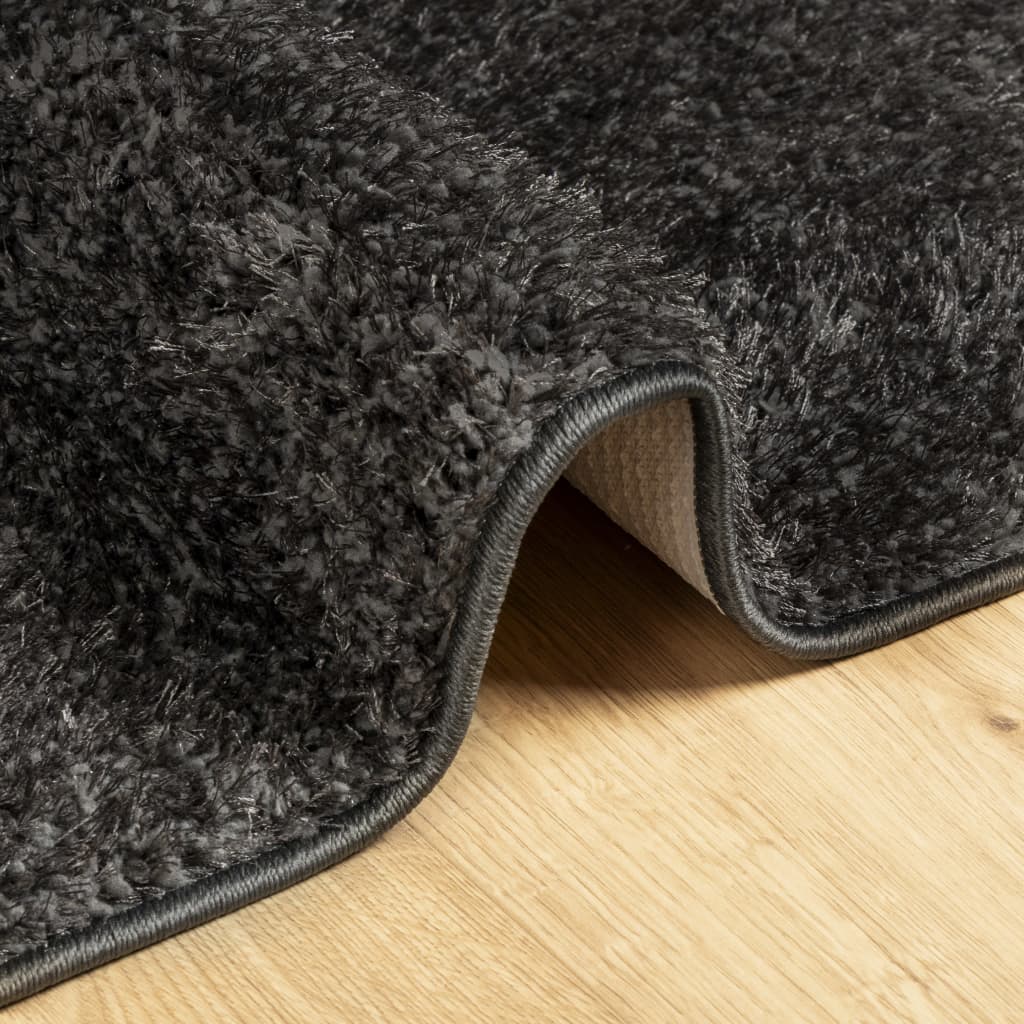 vidaXL Vloerkleed ISTAN hoogpolig glanzend 80x150 cm antracietkleurig