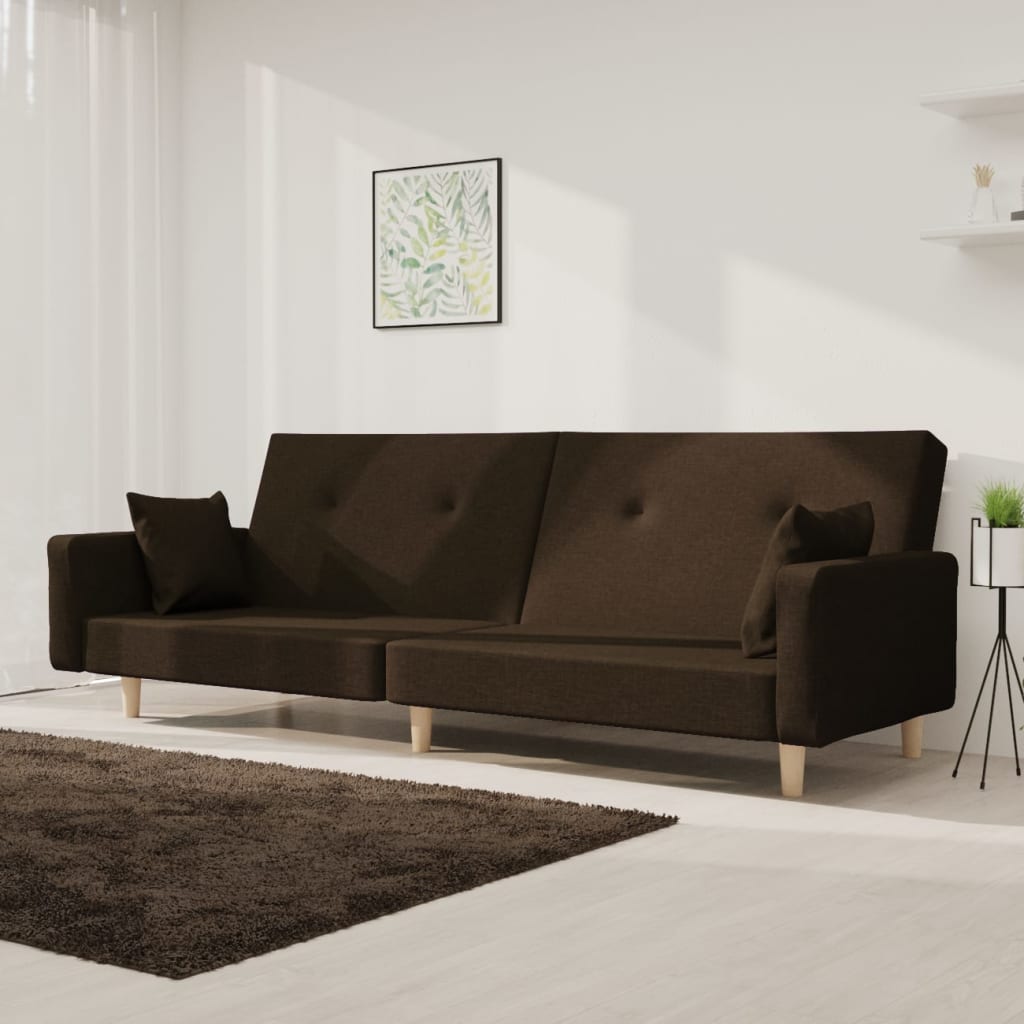 vidaXL 2-Seater Sofa Bed with 2 Cushions Fabric Light Grey