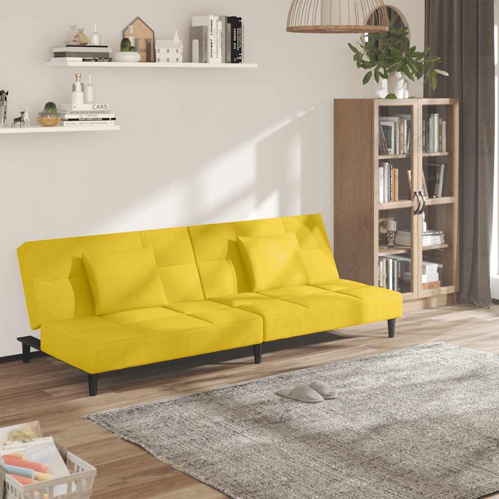 vidaXL Slaapbank 2-zits met 2 kussens fluweel blauw