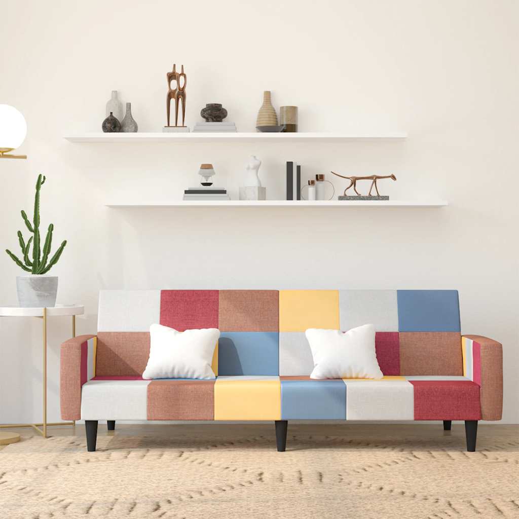 vidaXL Slaapbank 2-zits met voetenbank patchwork stof